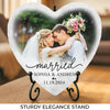Custom Photo Our First Holiday Together Is A Cherished Gift - Couple Personalized Custom Heart Shaped Stone With Stand - Christmas Gift For Husband Wife, Anniversary, First Christmas
