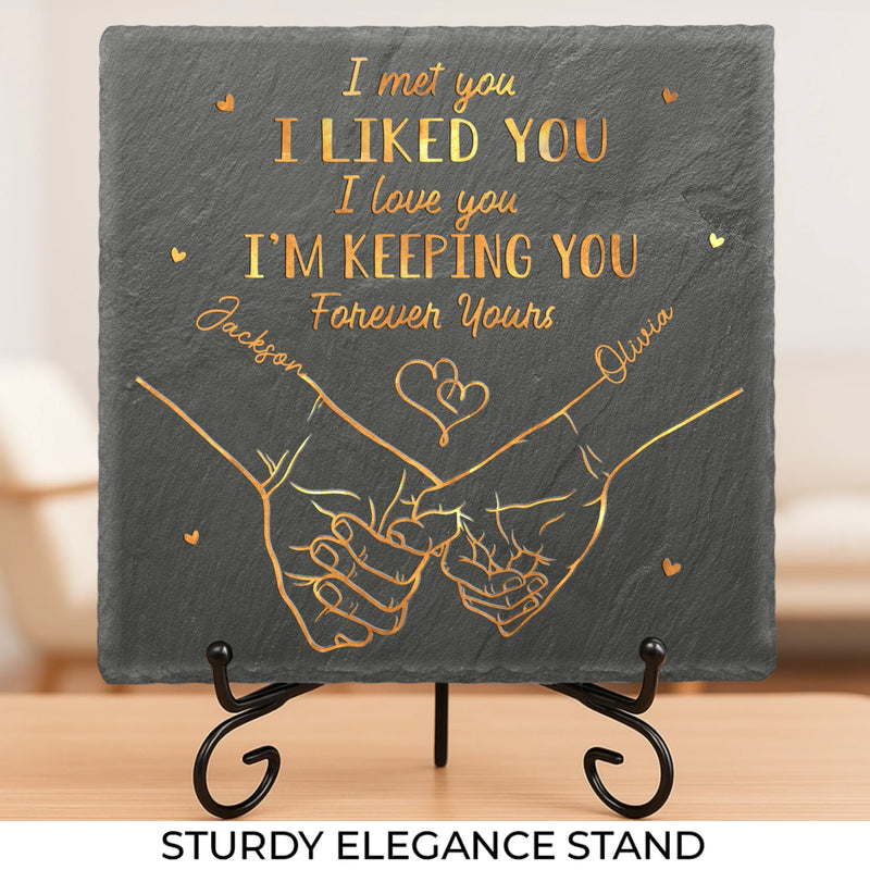 From Our First Kiss Till Our Last Breath - Couple Personalized Custom Square Shaped Stone With Stand - Christmas Gift For Husband Wife, Anniversary, First Christmas