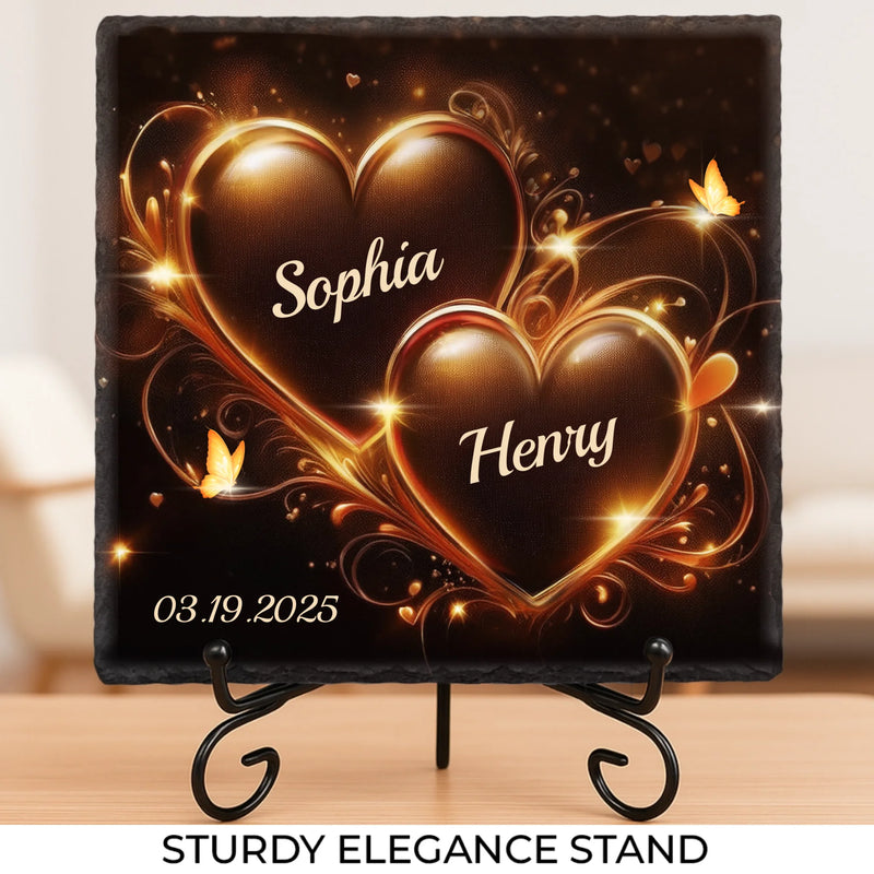Our Love Is Timeless - Couple Personalized Custom Square Shaped Stone With Stand - Gift For Husband Wife, Anniversary