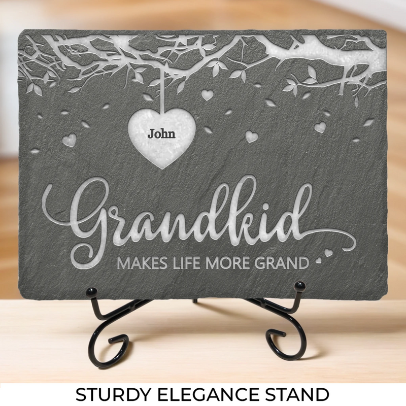 Grandkids Make Every Day Brighter - Family Personalized Custom Rectangle Shaped Stone With Stand - Gift For Grandma