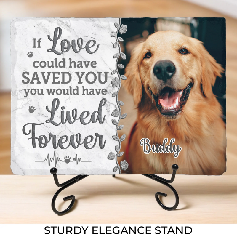 Custom Pet Photo Memorial Dog Tribute - Personalized Stone With Stand