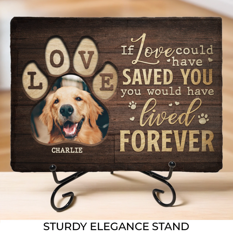 Custom Photo You Have Left Pawprints On Our Hearts - Memorial Personalized Custom Rectangle Shaped Stone With Stand - Sympathy Gift For Pet Owners, Pet Lovers