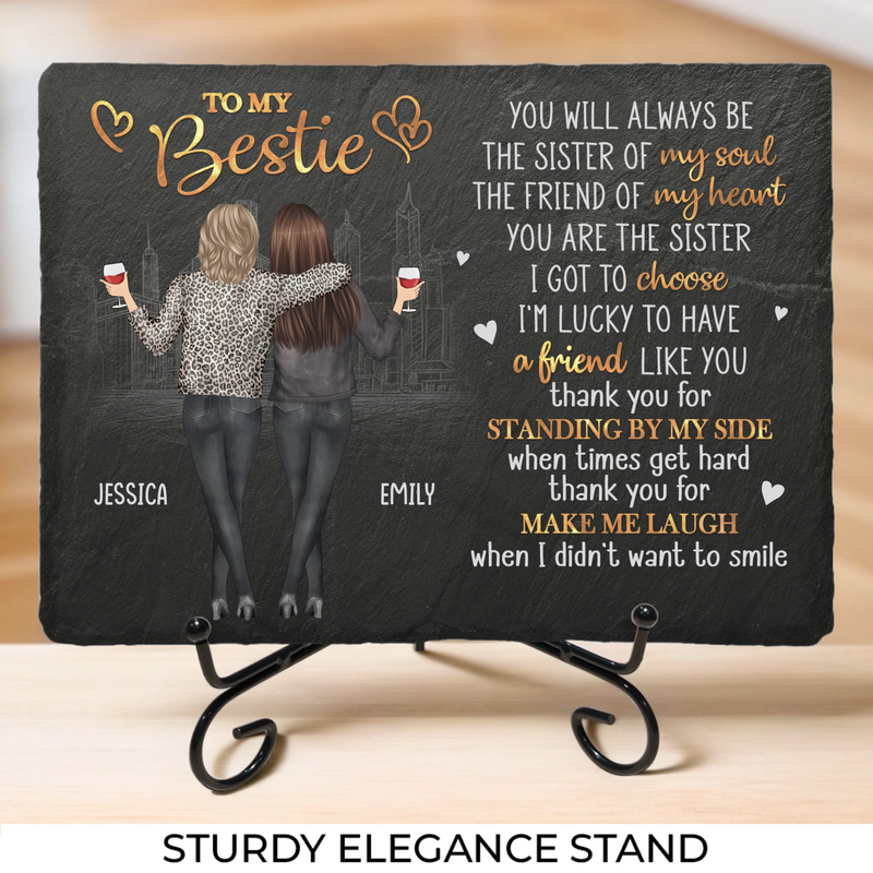 Custom Name Bestie Sister Gifts for Women - Personalized Stone With Stand