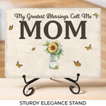 Custom Name Sunflower Mom Gifts - Personalized Stone With Stand