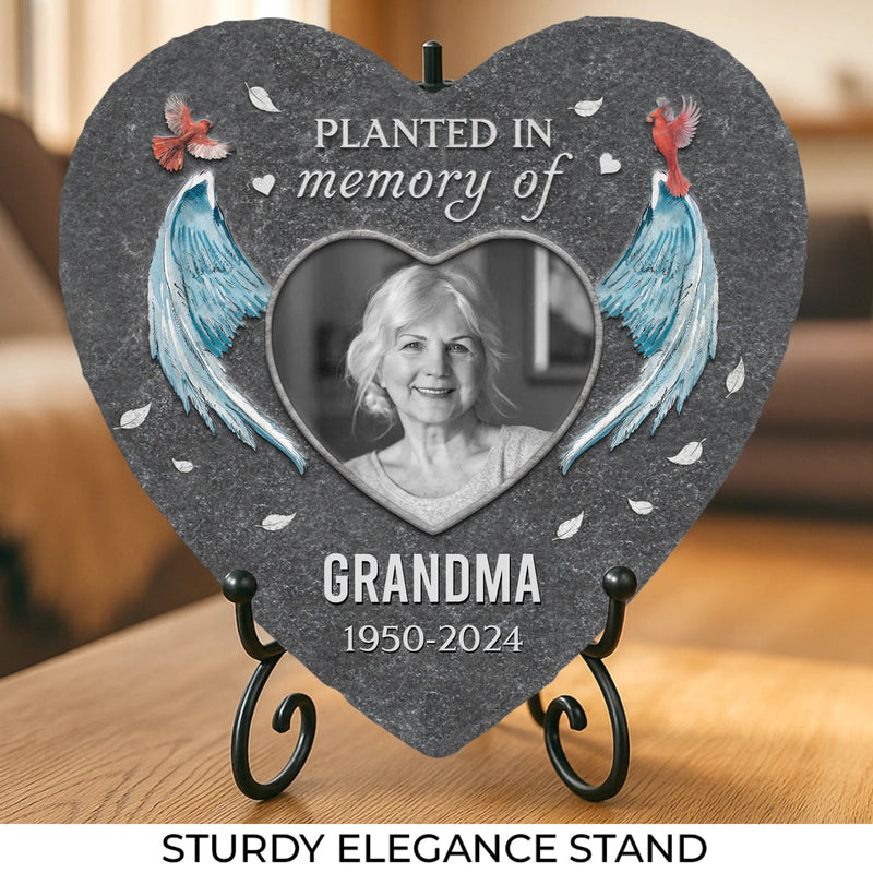 Custom Photo Angel Wing Memorial Gifts for Grandma - Personalized Memorial Stone