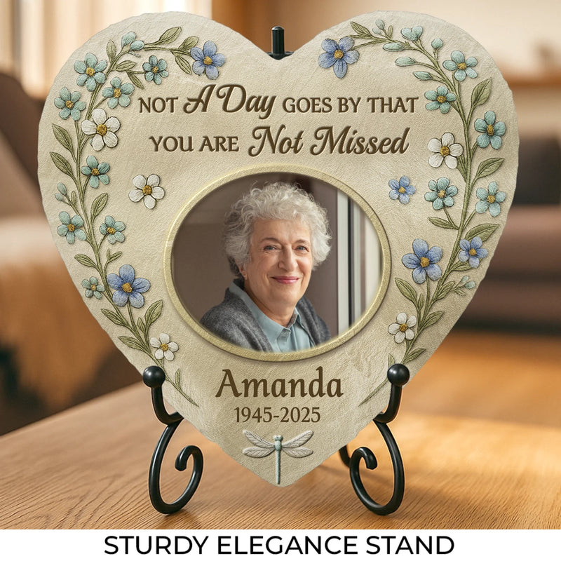 Custom Photo Heart Shaped Memorial Stone - Personalized Memorial Sympathy Gifts For Loss Of Mom, Dad - Memories Last Forever