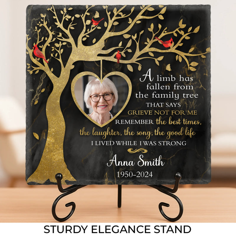 Custom Photo Memorial Tree Remembrance Decor - Personalized Stone With Stand