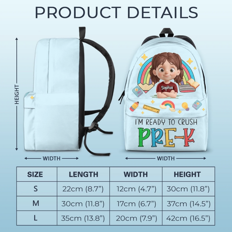 Custom Name Preschool Rainbow Gifts for Kids - Personalized Kid Backpack