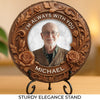 Custom Photo Always With Us, Always Watching Over - Memorial Personalized Custom Round Shaped Stone With Stand - Sympathy Gift For Family Members