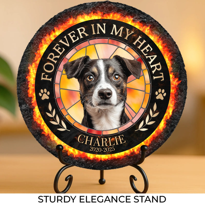 Custom Photo Forever My Fur Angel - Memorial Personalized Custom Round Shaped Stone With Stand - Sympathy Gift For Pet Owners, Pet Lovers
