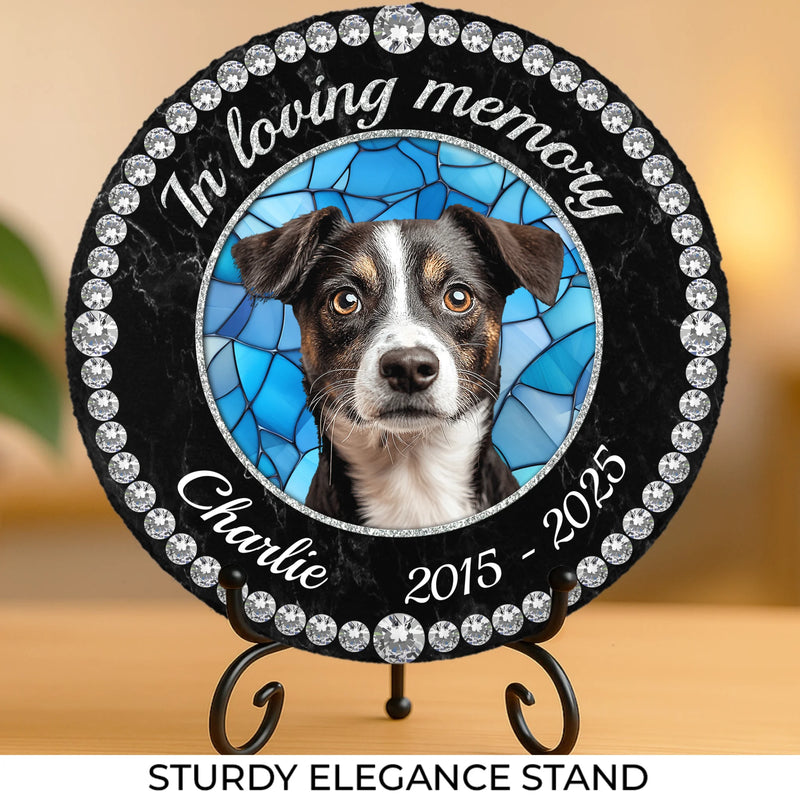 Custom Photo Cherished Forever, Loved Always - Memorial Personalized Custom Round Shaped Stone With Stand - Sympathy Gift For Pet Owners, Pet Lovers