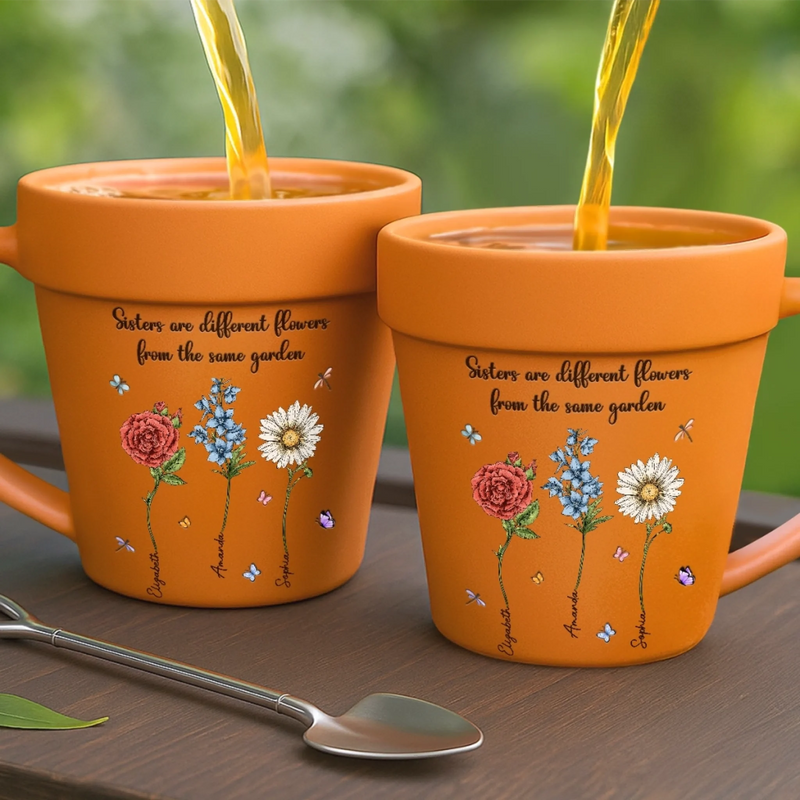 Custom Plant Pot Ceramic Mug - Personalized Best Friend Birthday Gifts For Women - You’re My Favorite Flower -  Flower Pot Mug