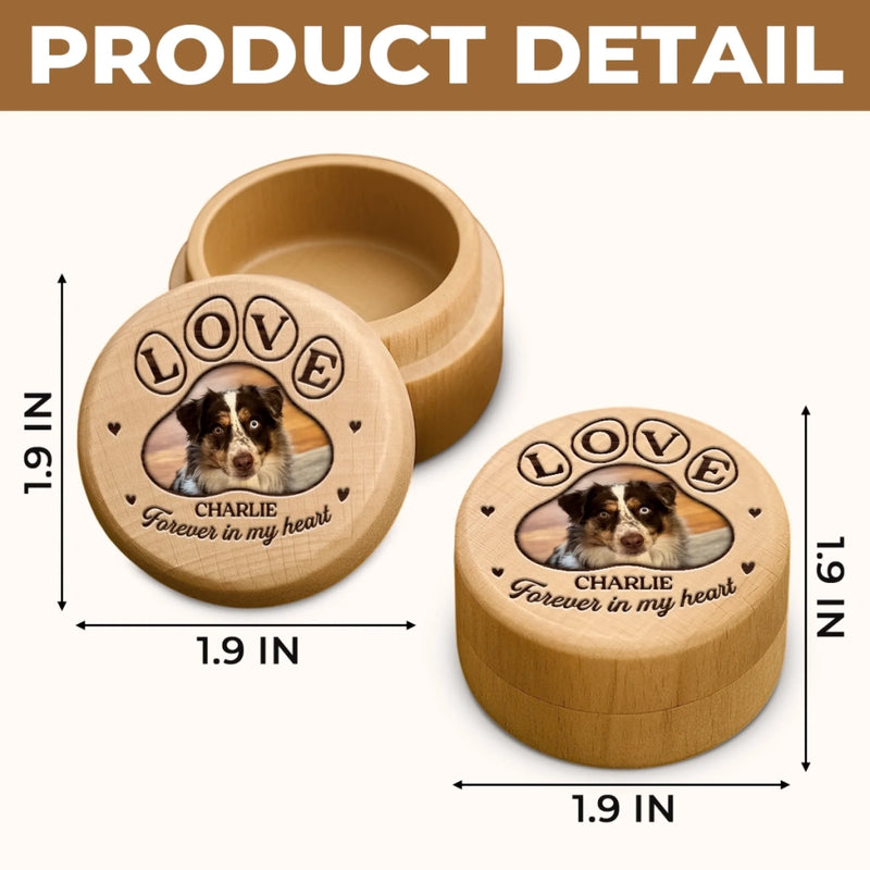 Custom Photo Wooden Fur Keepsake Box - Personalized Pet Memorial Gifts For Dogs, Cats - Forever In My Heart