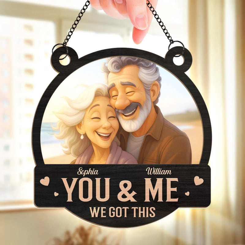 Custom Photo Window Hanging Suncatcher Ornament - Personalized Anniversary Wedding Gifts For Husband And Wife, Him And Her - Love Grows Stronger With Time