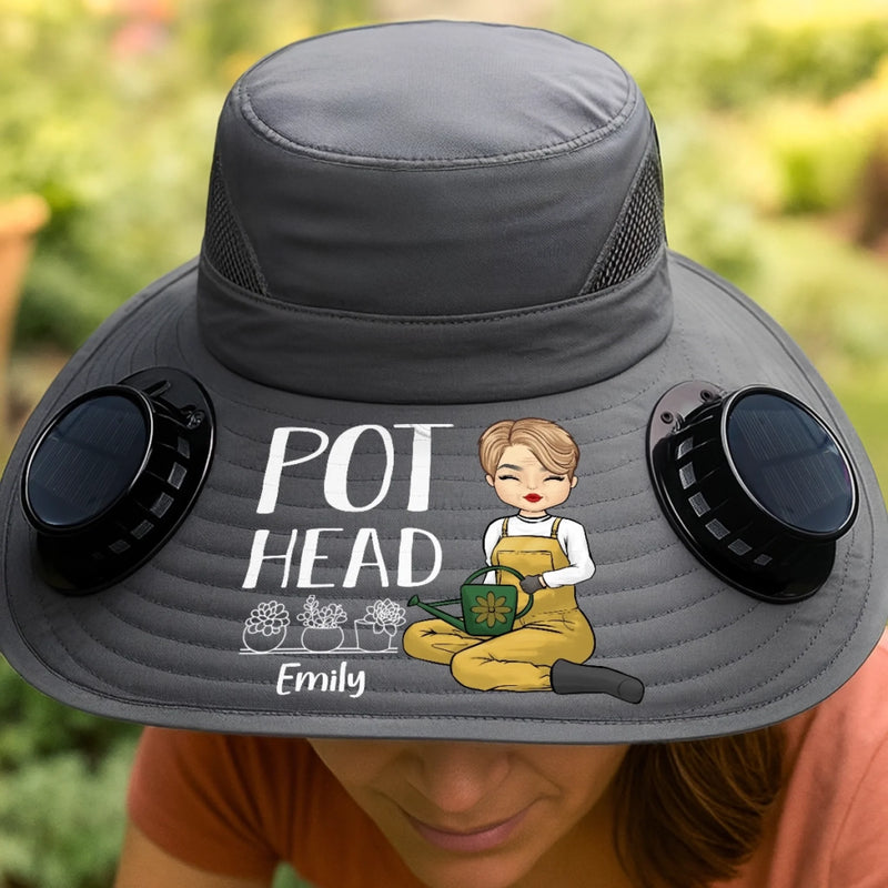 Custom Name Funny Gardening Gifts for Plant Lovers - Personalized Solar Fan Hat