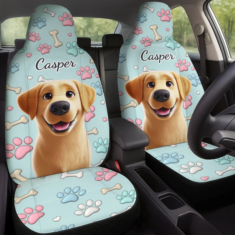 Custom 3D Inflated Effect Printed Car Seat Covers - Personalized Birthday Gifts For Dog Lovers, Dog Dad And Mom - Ride With My Best Friend