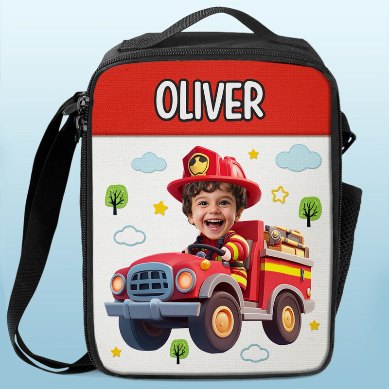 Custom Name Construction Truck Gifts for Kids - Personalized Lunch Bag