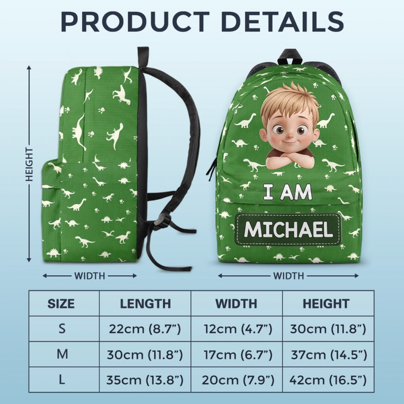 Custom Name Dinosaur Gifts for Kids - Personalized Kid Backpack