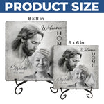 Custom Photo Welcome Home Memorial Decor - Personalized Stone With Stand