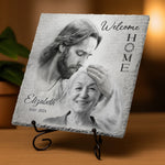Custom Photo Welcome Home Memorial Decor - Personalized Stone With Stand