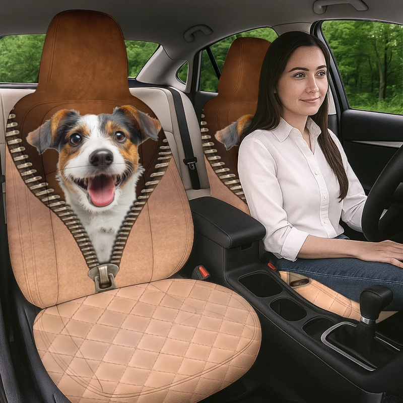 Custom Photo Car Seat Covers - Personalized Birthday Gifts For Dog Cat Lovers, Dog Dad And Mom, Cat Owners - Unzip Smiles With Your Pup