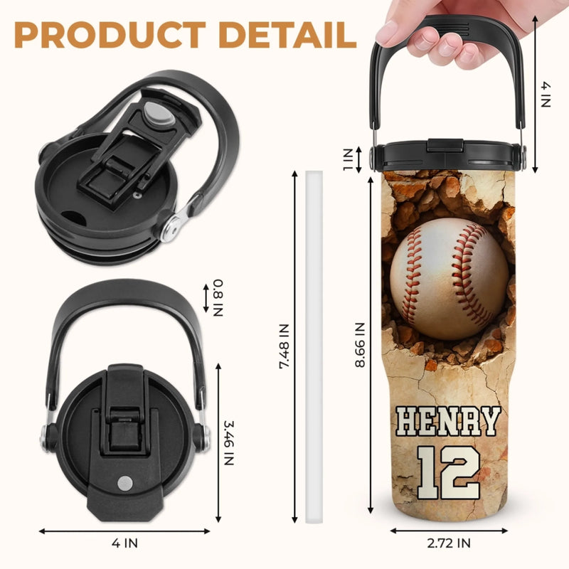 Custom Kids 30oz Tumbler With Handle - Personalized Back To School Gifts For Kids - Swing Hard, Play Like Pros