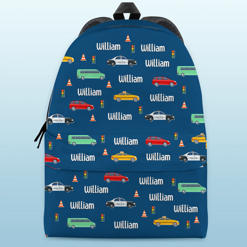 Custom Name Traffic Vehicle Gifts for Kids - Personalized Kid Backpack