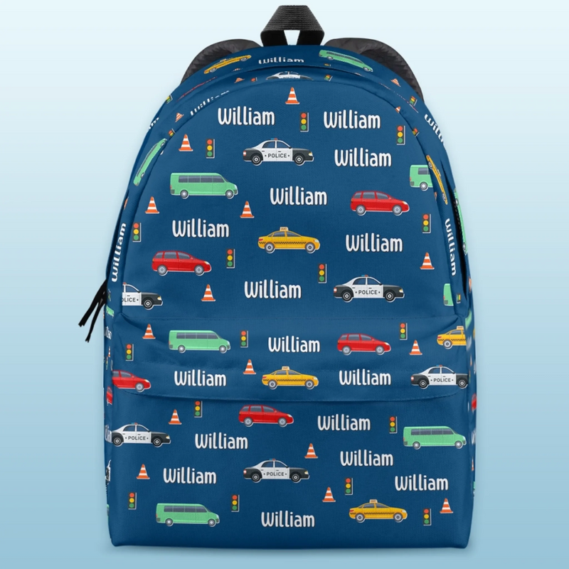 Custom Name Traffic Vehicle Gifts for Kids - Personalized Kid Backpack