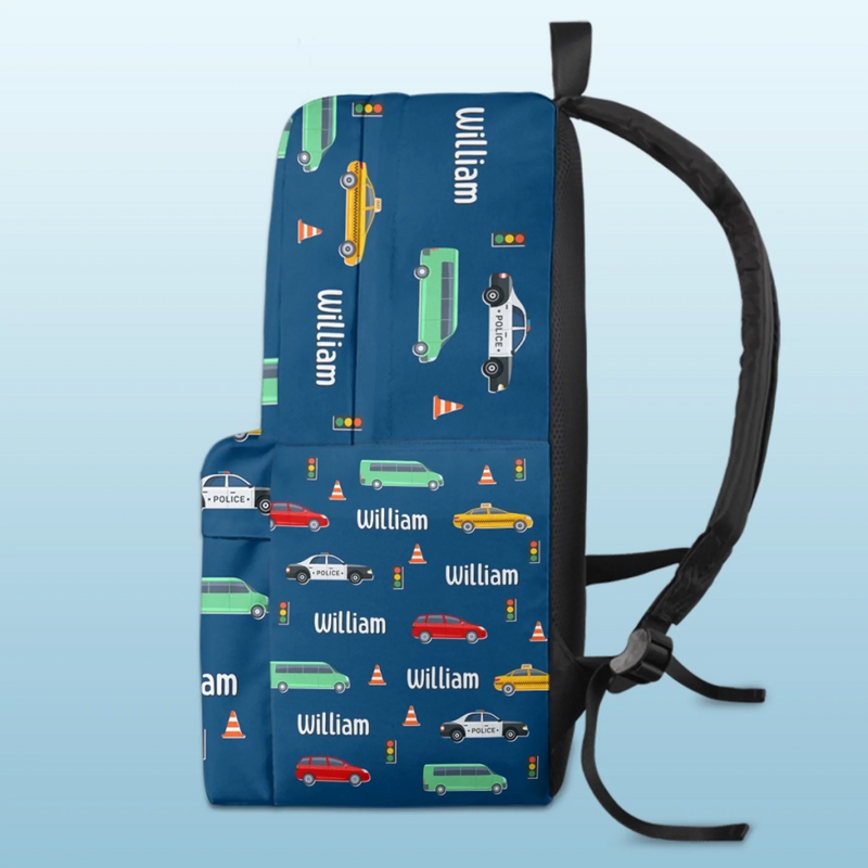 Custom Name Traffic Vehicle Gifts for Kids - Personalized Kid Backpack