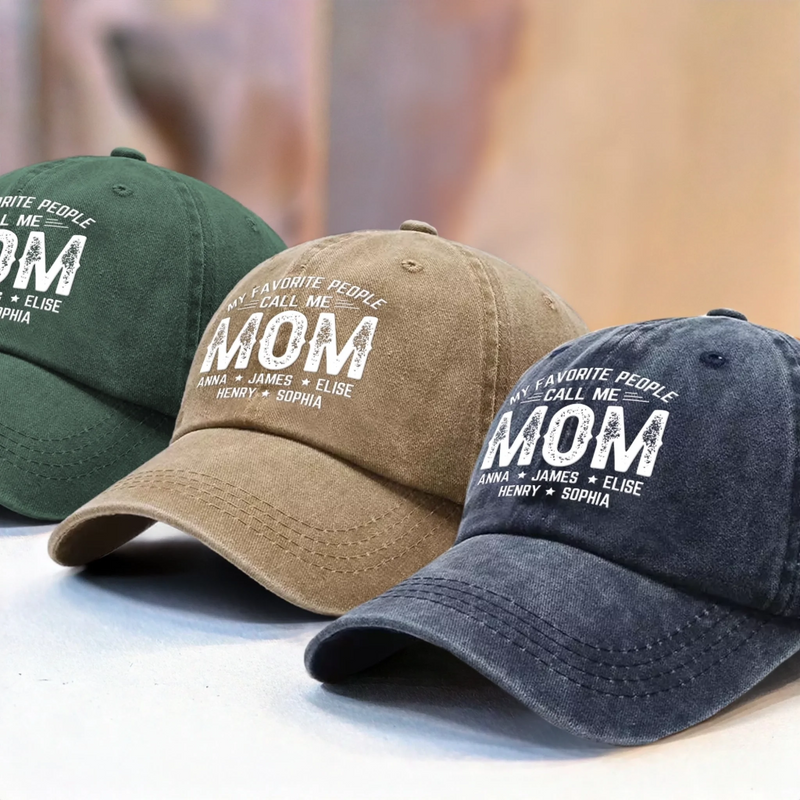 Custom Vintage Washed Denim Baseball Cap - Personalized Birthday Gifts For Mom, Grandma - Loved Most When Called Mom