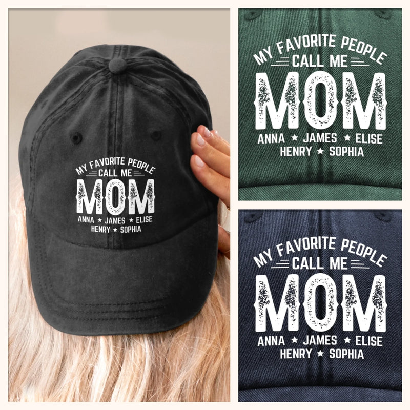 Custom Vintage Washed Denim Baseball Cap - Personalized Birthday Gifts For Mom, Grandma - Loved Most When Called Mom