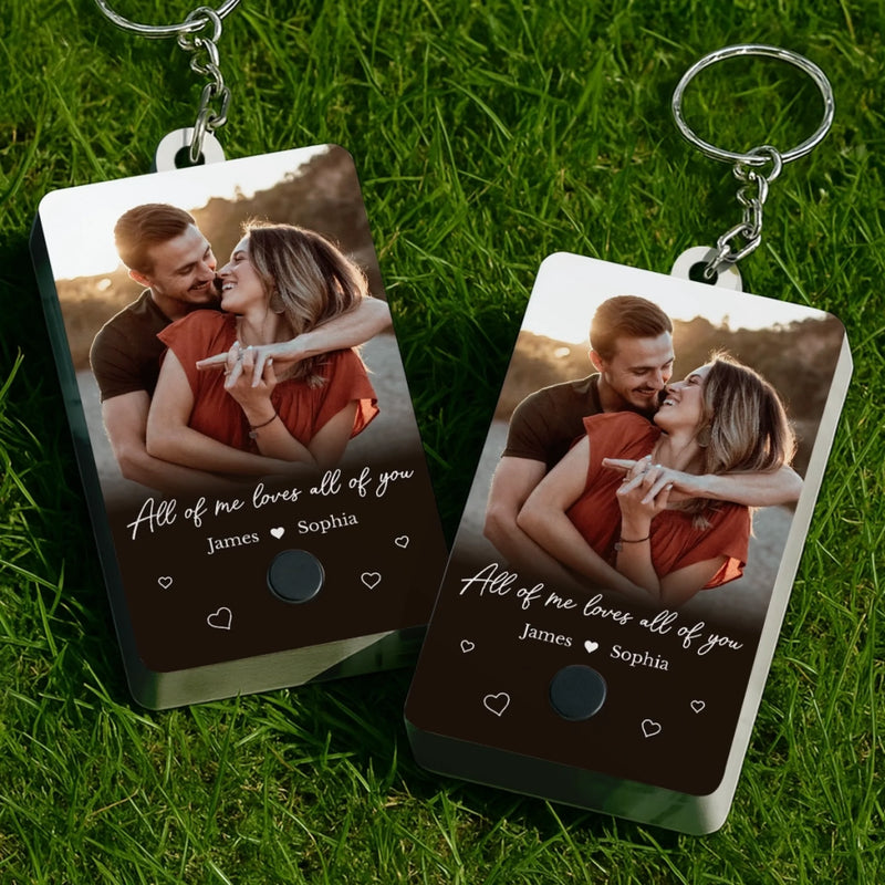 Custom Photo Acrylic Keychain With Voice Recorder - Personalized Anniversary Wedding Gifts For Husband And Wife, Him And Her - All My Heart Is Yours