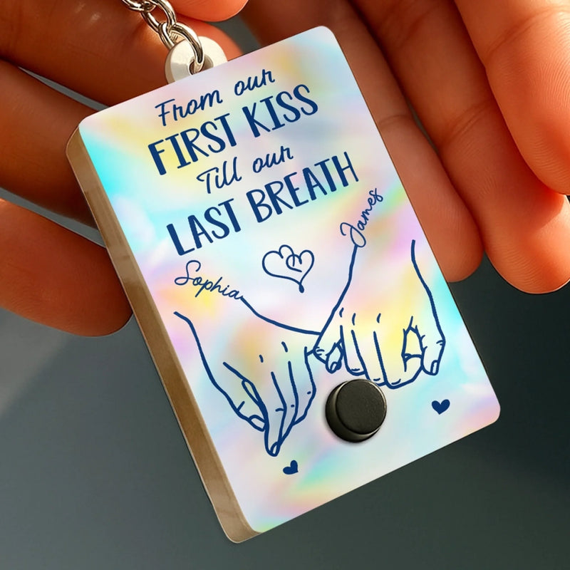 Custom Acrylic Keychain With Voice Recorder - Personalized Anniversary Wedding Gifts For Husband And Wife, Him And Her - Our Love, Our Journey
