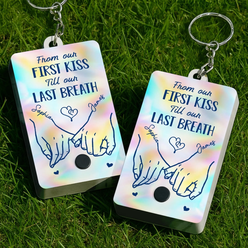 Custom Acrylic Keychain With Voice Recorder - Personalized Anniversary Wedding Gifts For Husband And Wife, Him And Her - Our Love, Our Journey