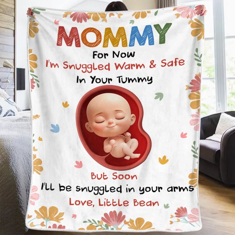 Custom Blanket - Personalized Baby Shower, Gender Reveal Gifts For New Moms, New Dads, New Parents - Snuggled In Your Love, Always