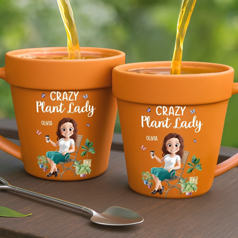 Custom Name Crazy Plant Lady Gifts for Women - Personalized Plant Pot Mug