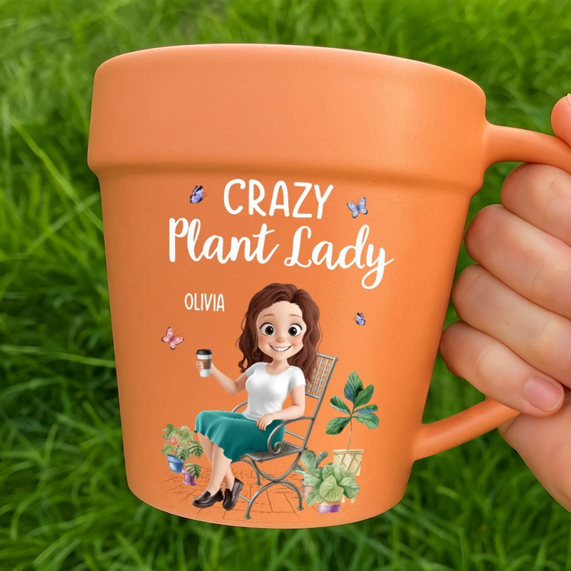 Custom Name Crazy Plant Lady Gifts for Women - Personalized Plant Pot Mug