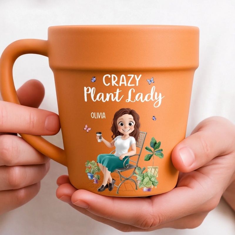 Custom Name Crazy Plant Lady Gifts for Women - Personalized Plant Pot Mug