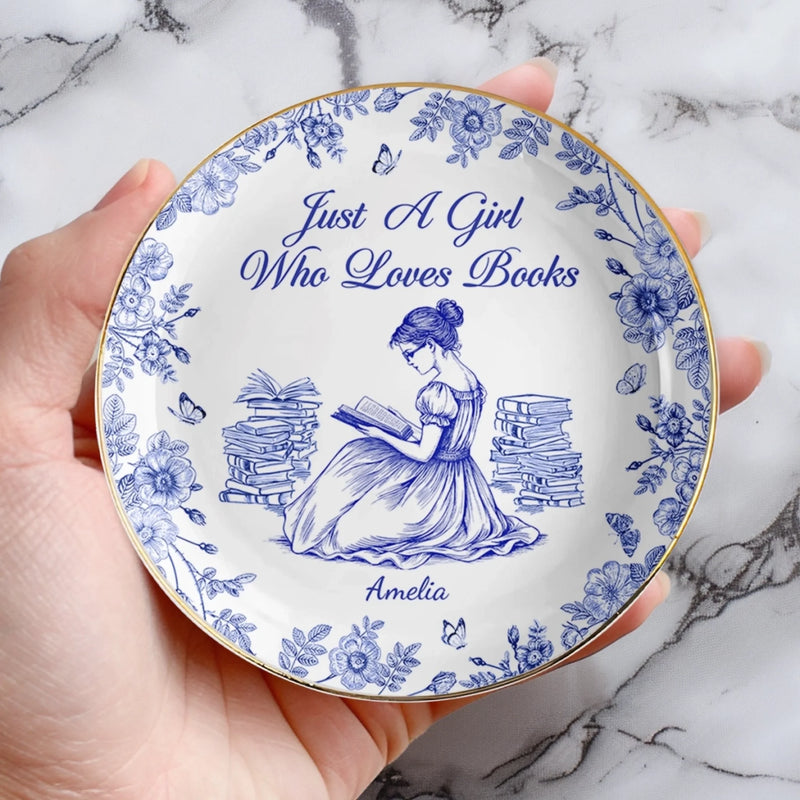 Custom Full-Print Round Jewelry Dish - Personalized Bookish Gifts For Book Lovers, Bookworms, Readers - Bookworm Vibes Only
