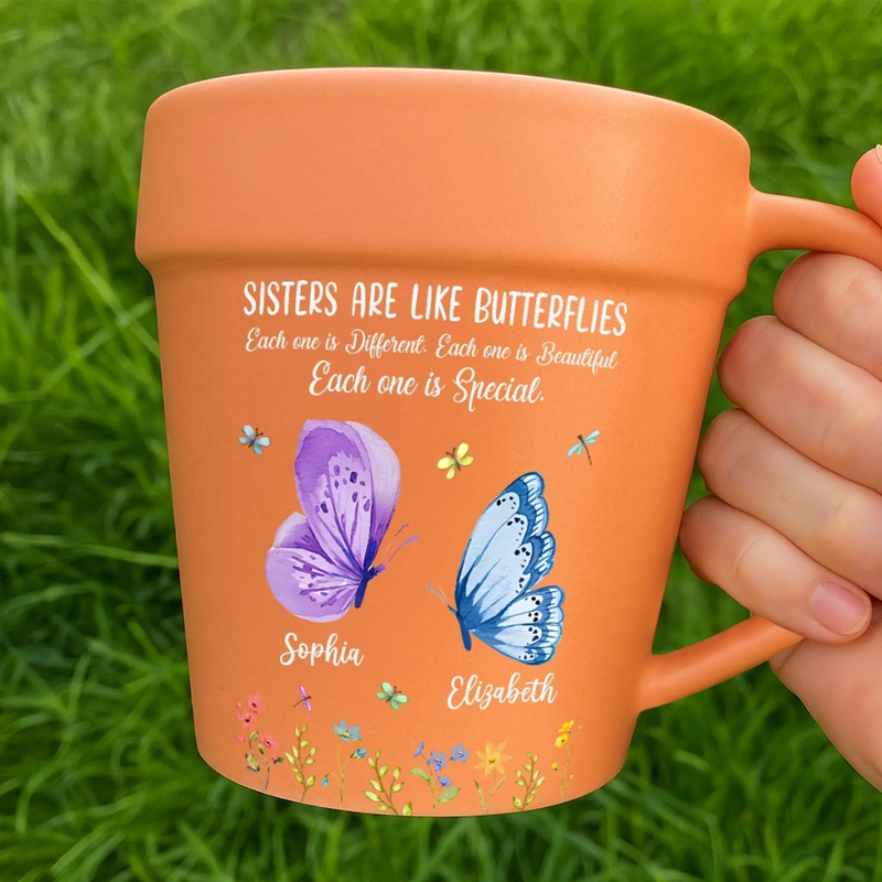Custom Plant Pot Ceramic Mug - Personalized Garden Gifts For Gardeners, Best Friends - Different Wings, Common Love -  Flower Pot Mug