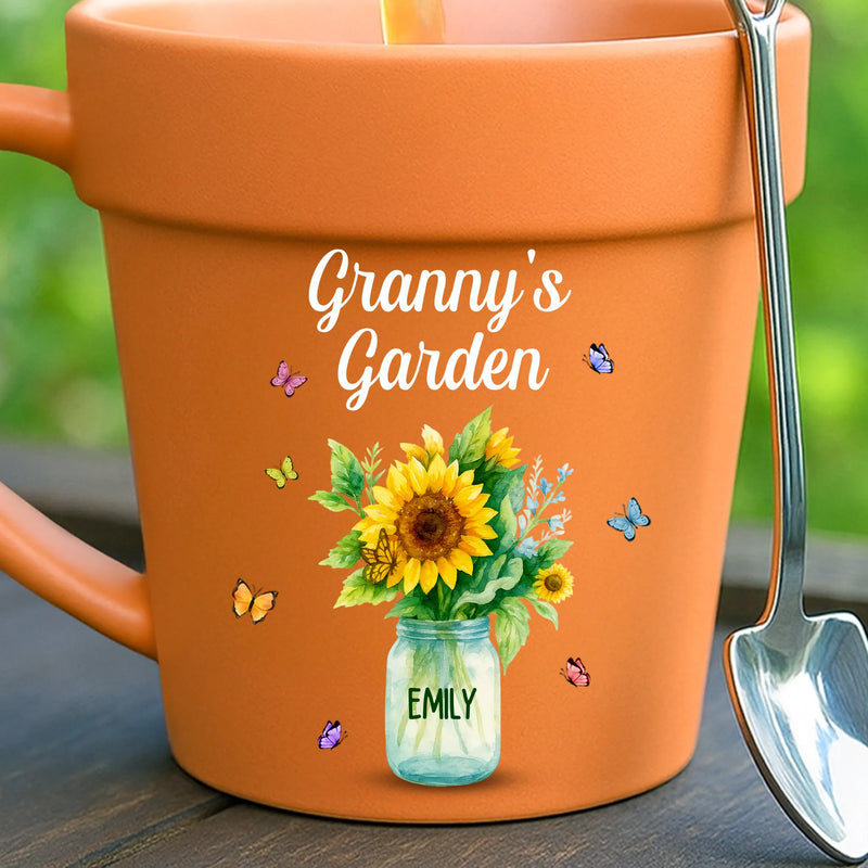 Custom Plant Pot Ceramic Mug - Personalized Garden Gifts For Gardeners, Mom, Grandma - Different Wings, Common Love -  Flower Pot Mug