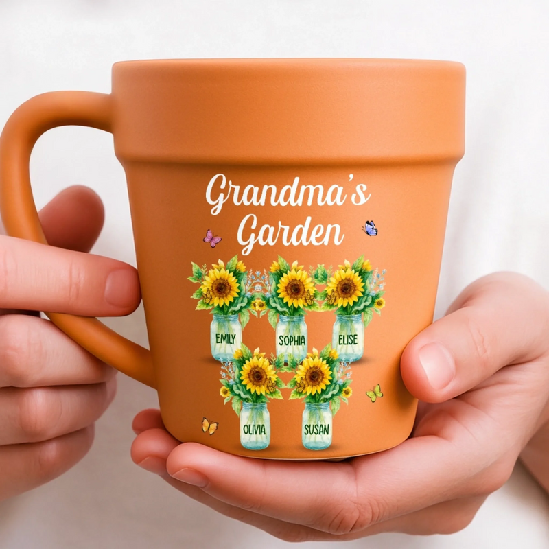 Custom Plant Pot Ceramic Mug - Personalized Garden Gifts For Gardeners, Mom, Grandma - Different Wings, Common Love -  Flower Pot Mug