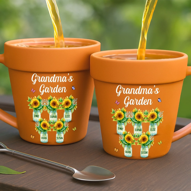 Custom Plant Pot Ceramic Mug - Personalized Garden Gifts For Gardeners, Mom, Grandma - Different Wings, Common Love -  Flower Pot Mug