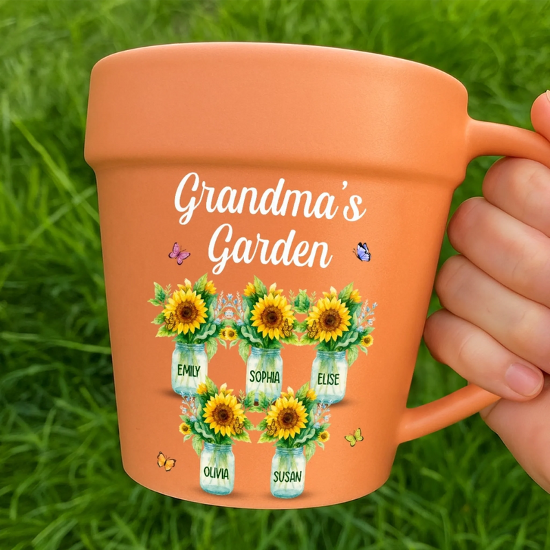 Custom Plant Pot Ceramic Mug - Personalized Garden Gifts For Gardeners, Mom, Grandma - Different Wings, Common Love -  Flower Pot Mug