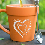 Custom Name Family Heart Gifts for Mom - Personalized Plant Pot Mug