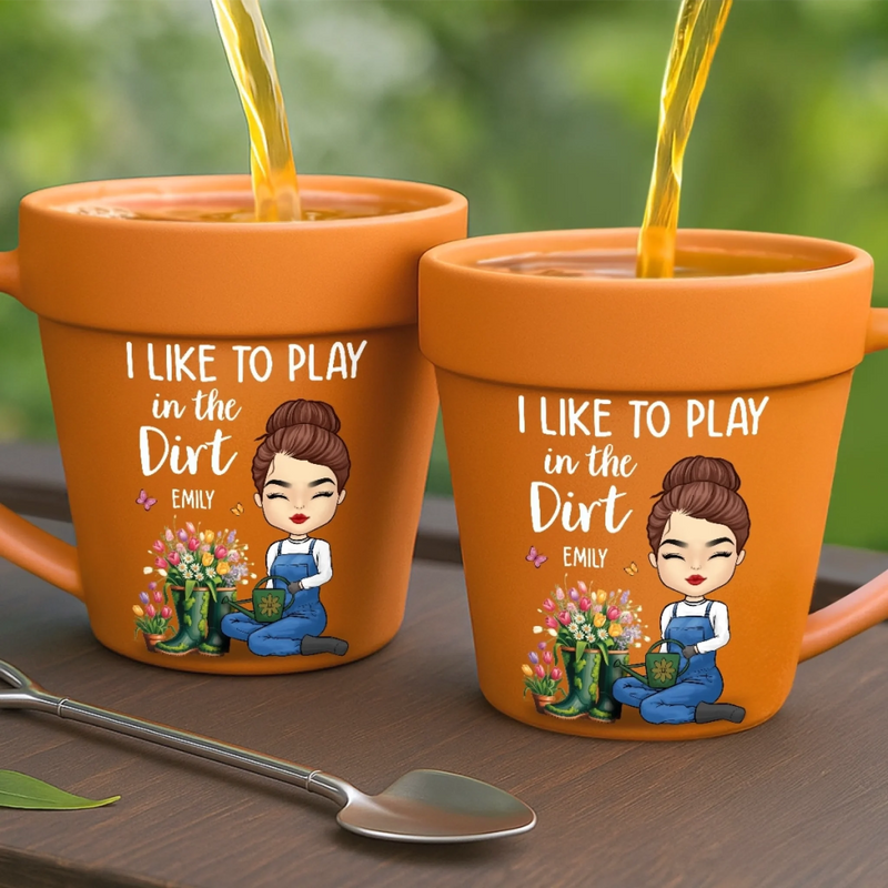 Custom Plant Pot Ceramic Mug - Personalized Garden Gifts For Gardeners - Garden Hair, Don’t Care - Flower Pot Mug