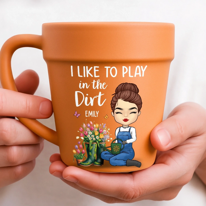 Custom Plant Pot Ceramic Mug - Personalized Garden Gifts For Gardeners - Garden Hair, Don’t Care - Flower Pot Mug