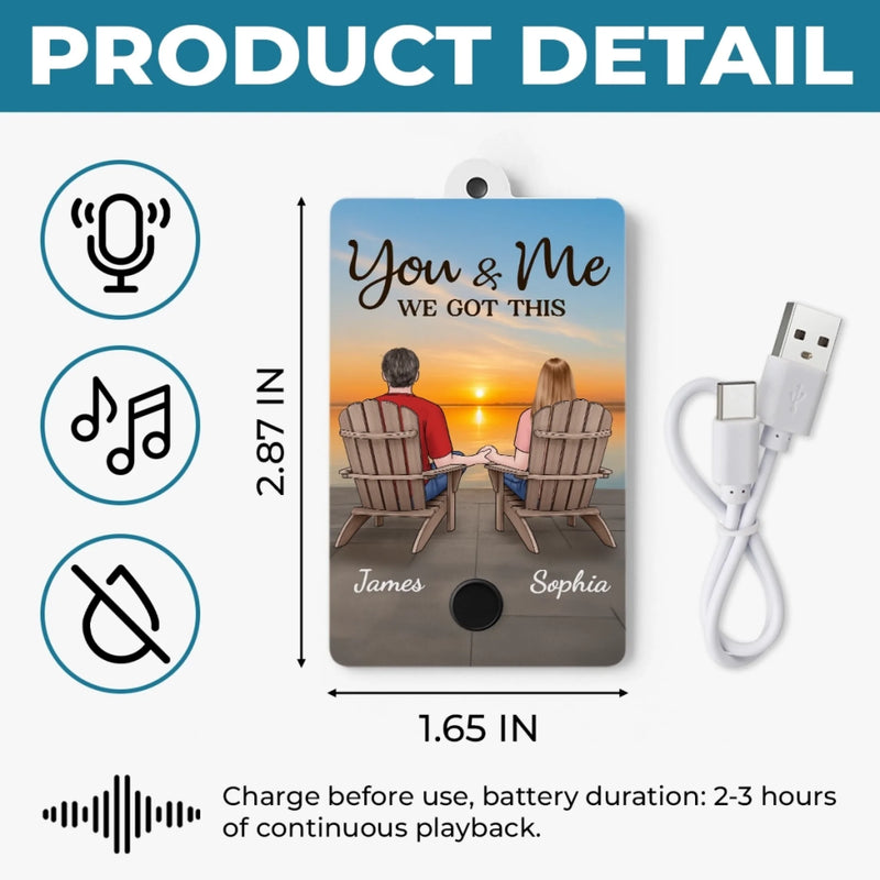 Custom Acrylic Keychain With Voice Recorder - Personalized Anniversary Wedding Gifts For Husband And Wife, Him And Her - Journey Together, Sunset Forever