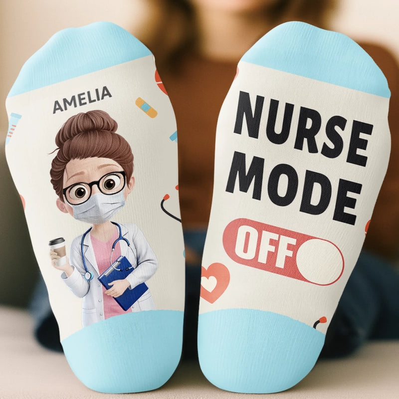 Custom Crew Socks - Personalized Birthday Gifts For Nurse - Nurse Mode