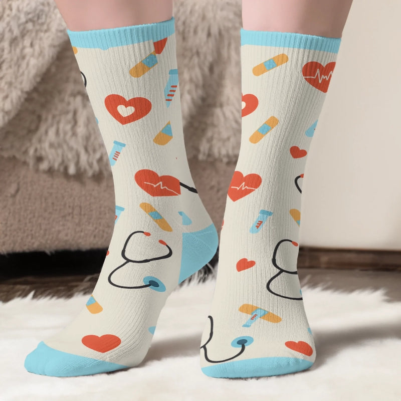 Custom Crew Socks - Personalized Birthday Gifts For Nurse - Nurse Mode